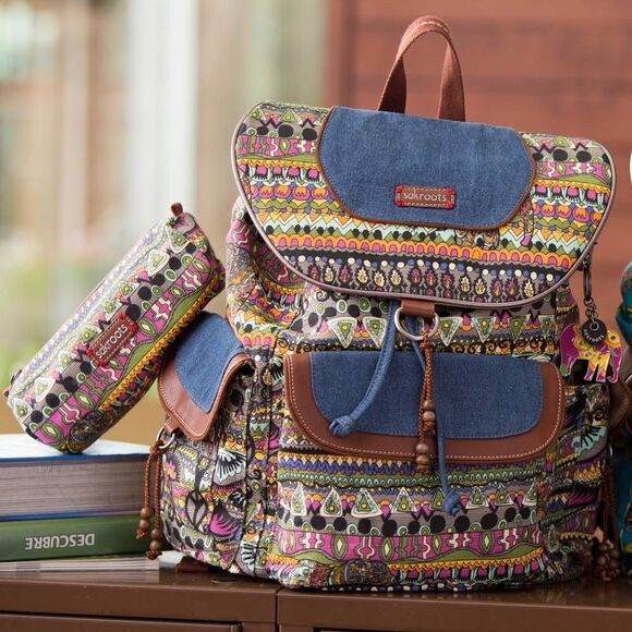 SAKROOTS Women’s Multicolor Charcoal One World Artist Circle Flap Backpack One S - Picture 1 of 8